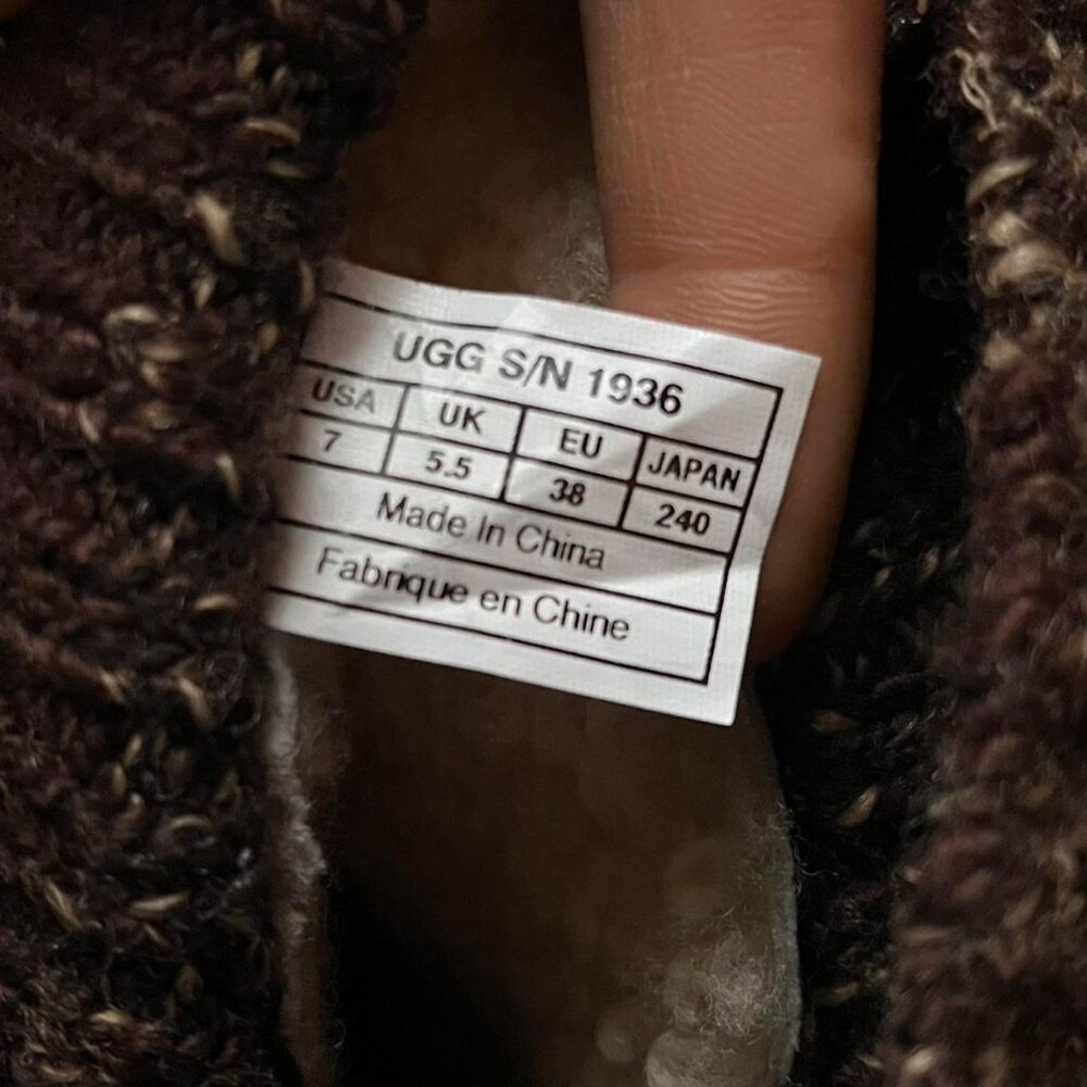 Ugg Australia Skylair Size 7 Suede Leather Knitted Cuff Cottagecore Winter - Picture 7 of 8